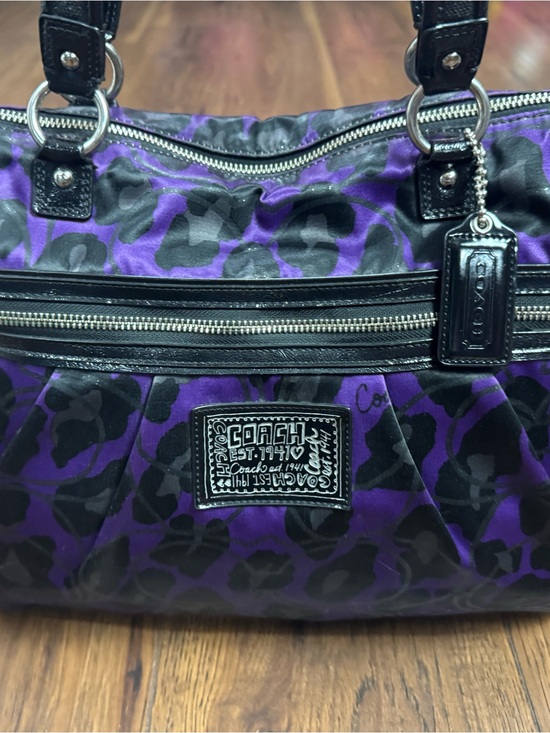 Coach Handbags - Coach Poppy Glam F20048 Purple Black Ocelot Leopard Large Tote Y2K